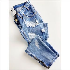 One Teaspoon • Light Wash Trashed Free Birds Jeans